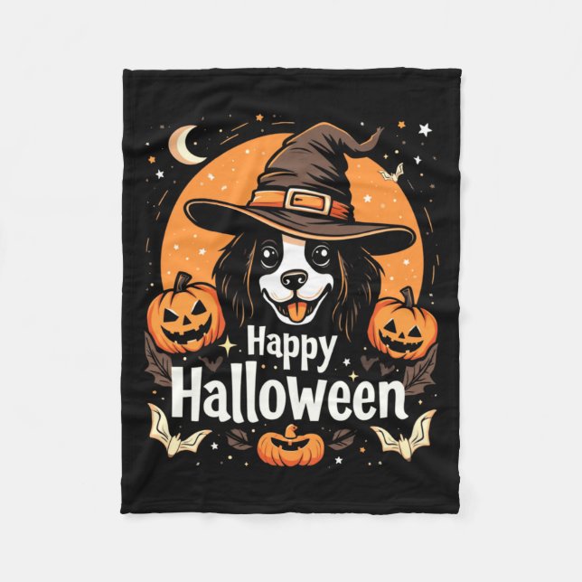Cobertor De Velo Cachorro Feliz Halloween Manga Longa (Frente)