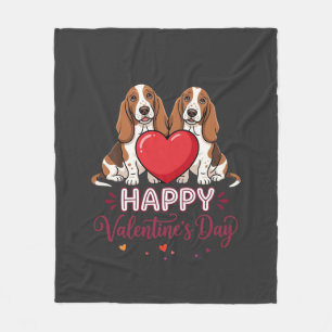 Cobertor De Velo Cachorro Floral Basset Hound Dia dos Namorados