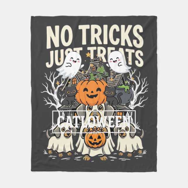 Cobertor De Velo Cachorro Fofo de Halloween Sem Pegadinhas Só Gulos (Frente)