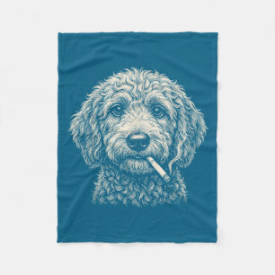 Cobertor De Velo Cachorro Fofo Fumando Cigarro Golden Doodle
