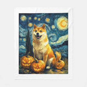 Cobertor De Velo Cachorro Fofo Shiba Inu Halloween Jack O Lantern A