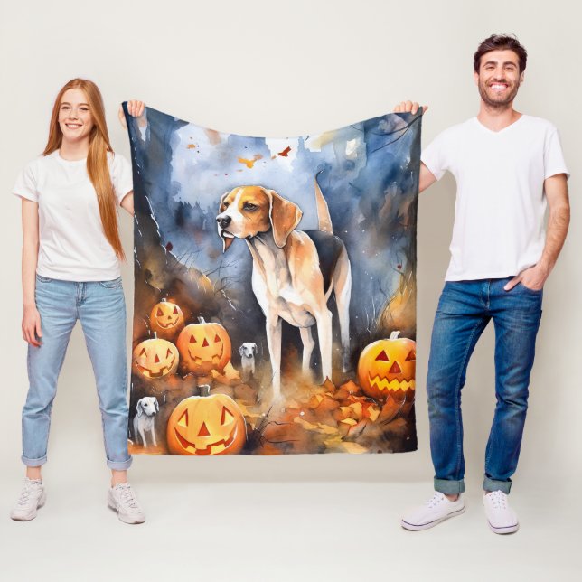 Cobertor De Velo Cachorro Foxhound Inglês Americano de Halloween co (In Situ)