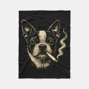 Cobertor De Velo Cachorro fumando cigarro engraçado meme Boston Ter
