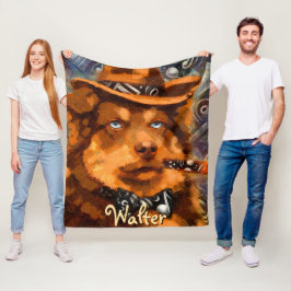 Cobertor De Velo Cachorro Gangster Bonito com Olhos Azuis Personali