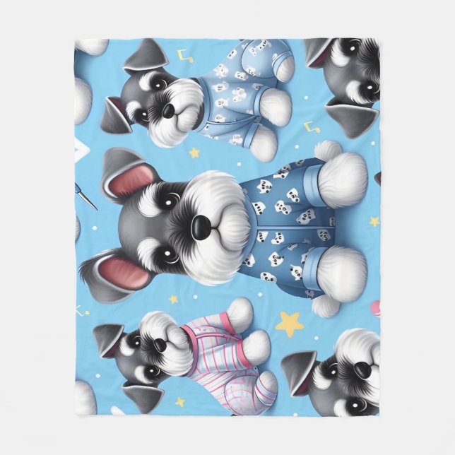 Cobertor De Velo Cachorro Gelado Do Padrão Animal Schnauzer (Frente)