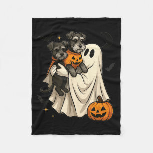 Cobertor De Velo Cachorro Ghost Miniature Schnauzer Halloween