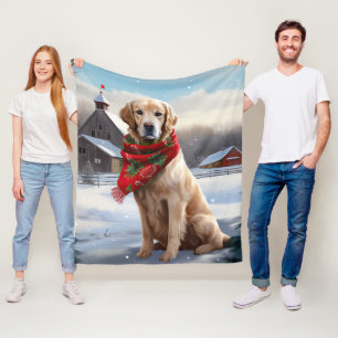 Cobertor De Velo Cachorro Golden Retriever na Neve Natal