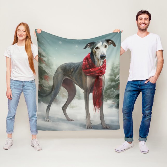 Cobertor De Velo Cachorro Greyhound na neve de Natal  (In Situ)