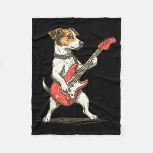 Cobertor De Velo Cachorro Jack Russell Terrier Tocando Guitarra Roc