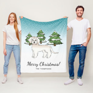 Cobertor De Velo Cachorro Mini Goldendoodle Em Uma Floresta De Inve