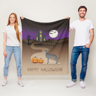 Cobertor De Velo Cachorro Molhado Azul E Casa Assombrada Ao Hallowe