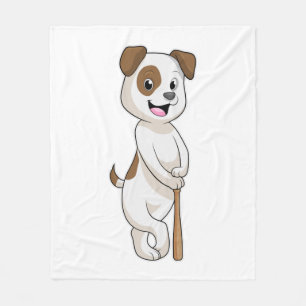 Cobertor De Velo Cachorro no Baseball com bastão de beisebol