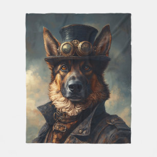 Cobertor De Velo Cachorro Pastor Alemão Steampunk em Cartola