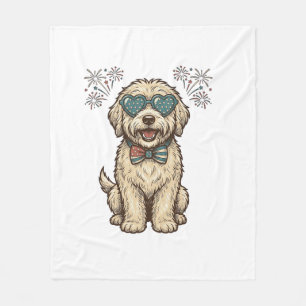 Cobertor De Velo Cachorro Patriótico Fogos de Artifício Camisa Vint