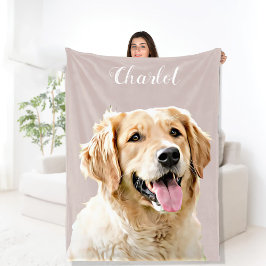 Cobertor De Velo Cachorro Personalizado de Retriever de Ouro Desenh