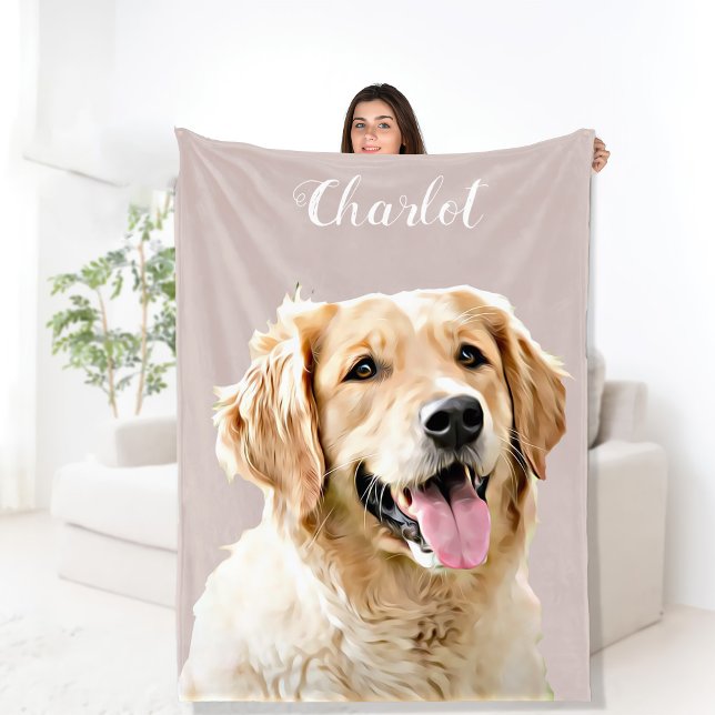 Cobertor De Velo Cachorro Personalizado de Retriever de Ouro Desenh (Criador carregado)