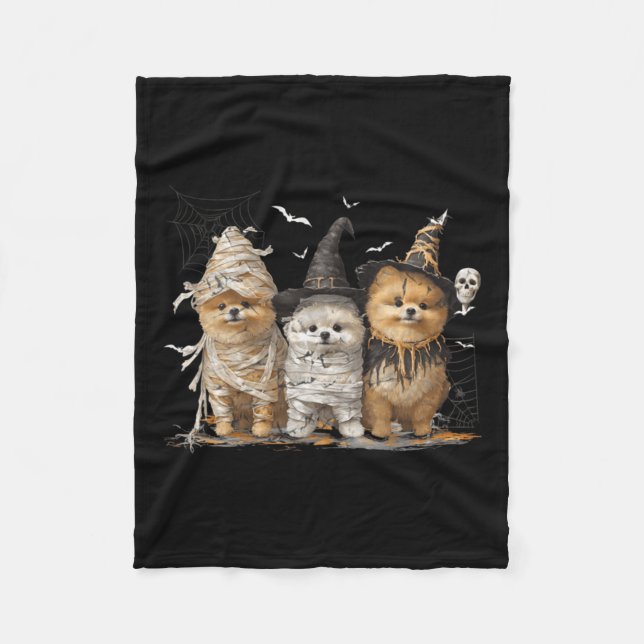 Cobertor De Velo Cachorro Pomerânia Ed Fantasma Halloween (Frente)