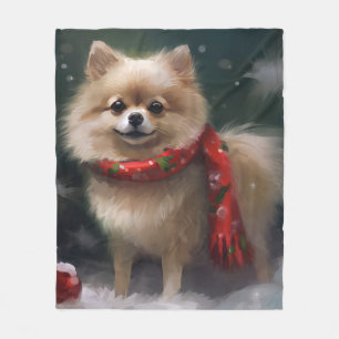Cobertor De Velo Cachorro Pomerânia na Neve Natal