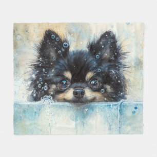 Cobertor De Velo Cachorro Pomeraniano Bonito na Banheira