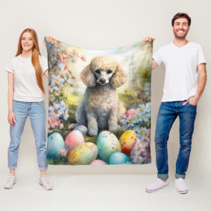 Cobertor De Velo Cachorro Poodle com Feriado de Ovos de Páscoa