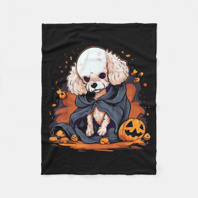 Cobertor De Velo Cachorro Poodle Halloween (Frente)