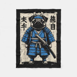 Cobertor De Velo Cachorro Pug Samurai Arte Divertida de Guerreiro J