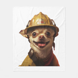 Cobertor De Velo Cachorro que usa um capacete de bombeiro vermelho