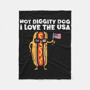Cobertor De Velo Cachorro Quente do Dia 4 de Julho Hot Diggity Dog
