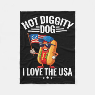 Cobertor De Velo Cachorro Quente Eu Amo A América Americana Bandeir