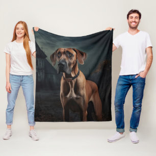 Cobertor De Velo Cachorro Ridgeback Rodesiano de Halloween Assustad
