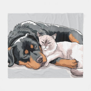 Cobertor De Velo Cachorro Rottweiler e Amarra de Gato