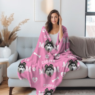 Cobertor De Velo Cachorro rouco, Nome Personalizado Rosa Repetido