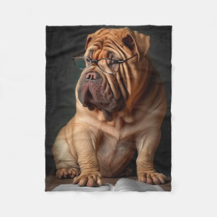 Cobertor De Velo Cachorro Shar Pei Inteligente com Design de Livro