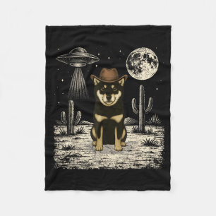 Cobertor De Velo Cachorro Shiba Inu Cowboy Ocidental Engraçado Ufo