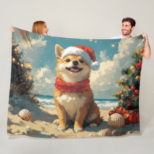 Cobertor De Velo Cachorro Shiba Inu Natal Praia Vintage