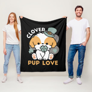 Cobertor De Velo Cachorro Sortudo com Trevo – Presente do Dia de Sã