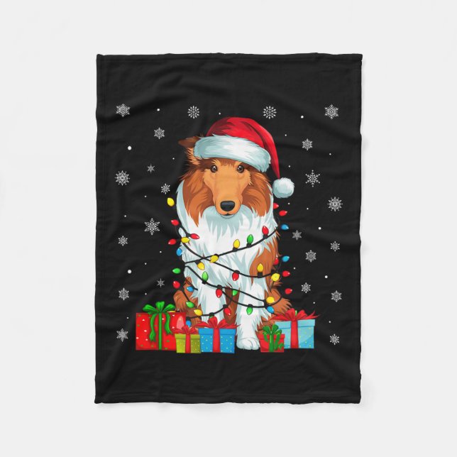 Cobertor De Velo Cachorro Ugly Xmas Luzes Santa Hat Ch (Frente)