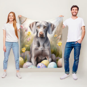 Cobertor De Velo Cachorro Weimaraner com Feriado de Ovos de Páscoa