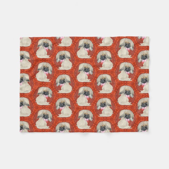 Cobertor De Velo Cachorros Pequineses Lindos (Frente (Horizontal))