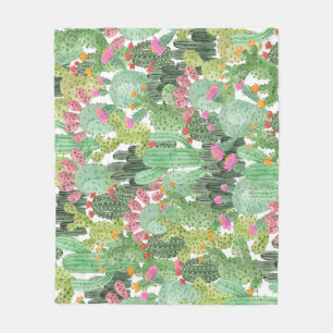 Cobertor De Velo Cacto Pintado à Mão: Verde Deserto