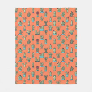 Cobertor De Velo Cactos e Suculentas Plantas Padrão Desenhado à Mão