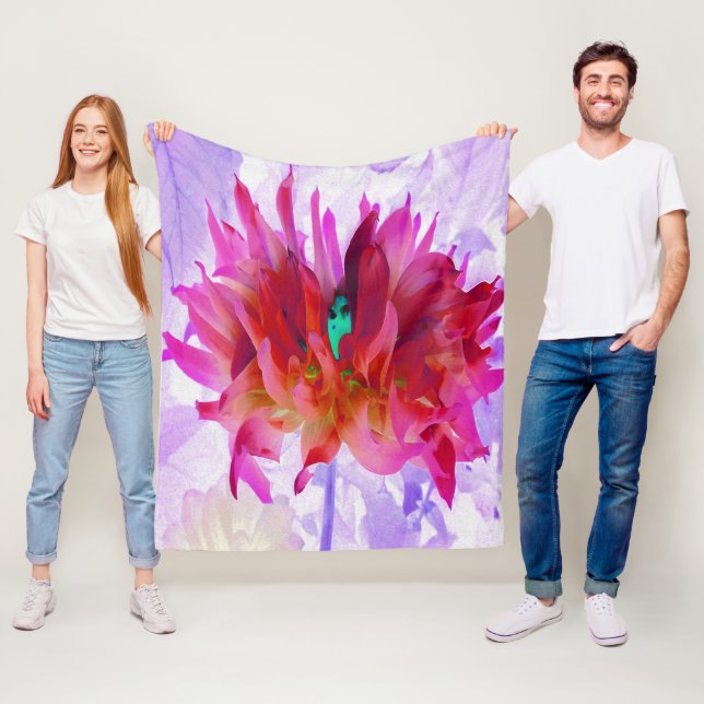 Cobertor De Velo Cactus Dahlia Vermelho e Rosa Quente (In Situ)