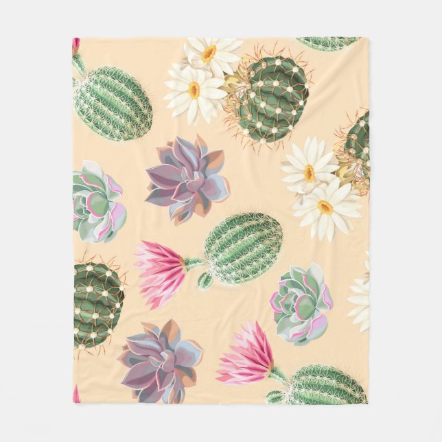 Cobertor De Velo Cactus Suculente: Padrão de Alto Detalhe (Frente)