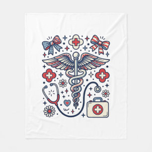Cobertor De Velo Caduceu Médico Vintage Patriota Enfermeira Vetor D