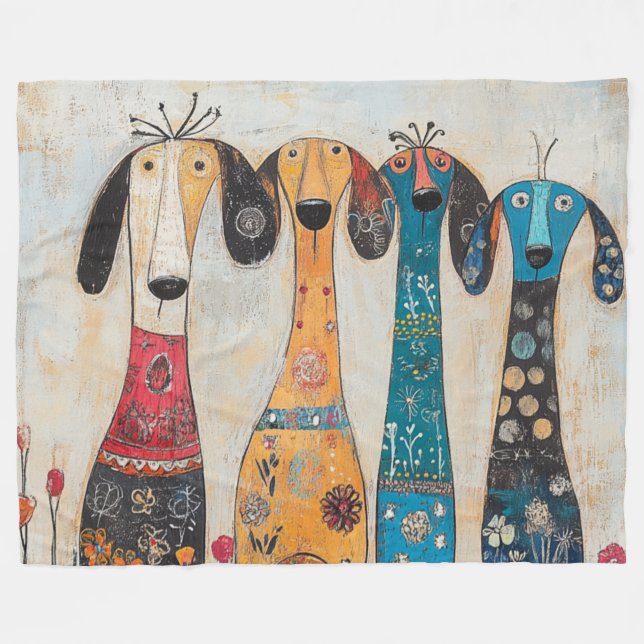 Cobertor De Velo Cães Altos e Fantasiosos (Frente (Horizontal))