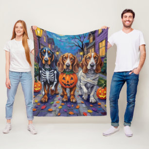 Cobertor De Velo Cães Basset Hound fazendo Trick-or-Treat no Hallow