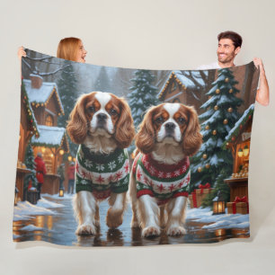 Cobertor De Velo Cães Cavalier King Charles Spaniel Natal Neve 