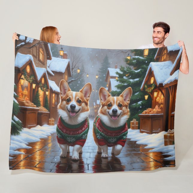 Cobertor De Velo Cães Corgi Natal Neve Férias (In Situ)