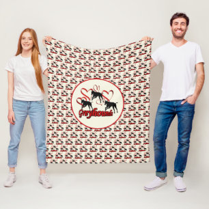 Cobertor De Velo Cães De Greyhound E Corações Vermelhos