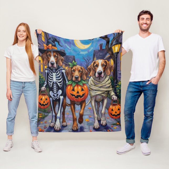 Cobertor De Velo Cães English Foxhound fazendo Trick-or-Treating no (In Situ)